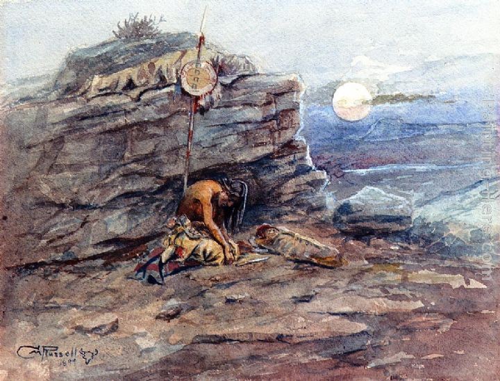 Charles Marion Russell Mourning Her Warrior Dead